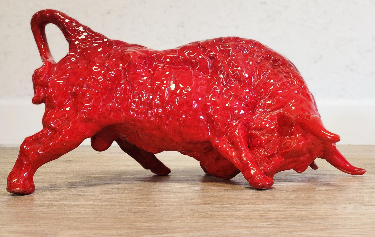MCM Red Ceramic Bull-Choice of Two-Vintage LARGE Royal Haeger Style Charging Bull, Standing Bull Art, Red Sculpture EXCELLENT