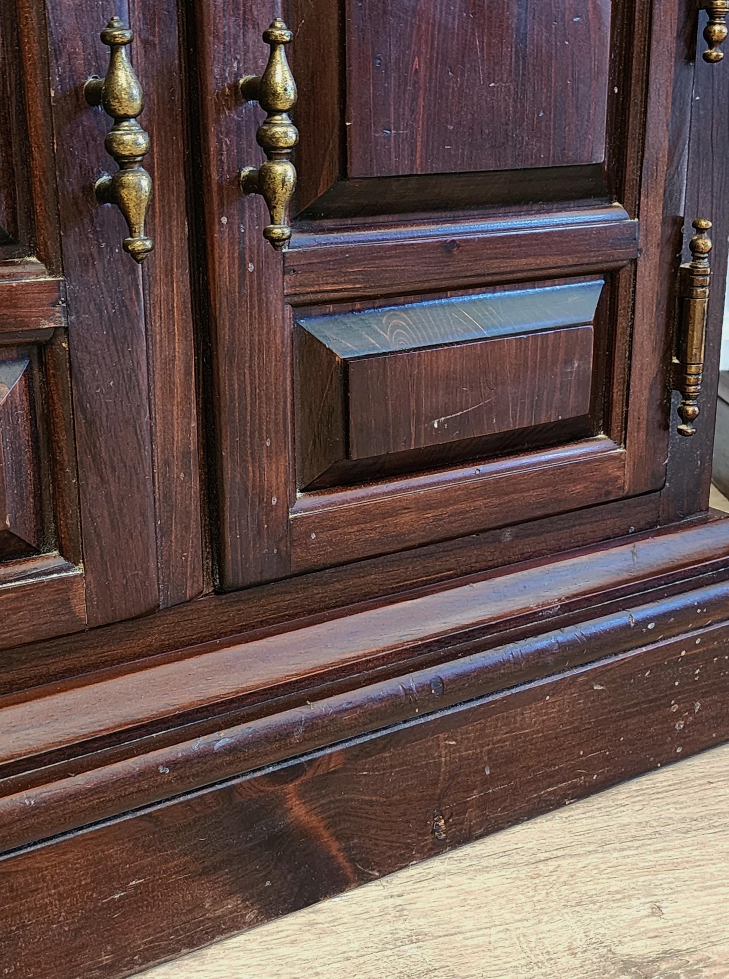 Pair Dark Pine Rustic Ethan Allen Side Tables-Farmhouse Tavern Storage Cabinets Nightstands