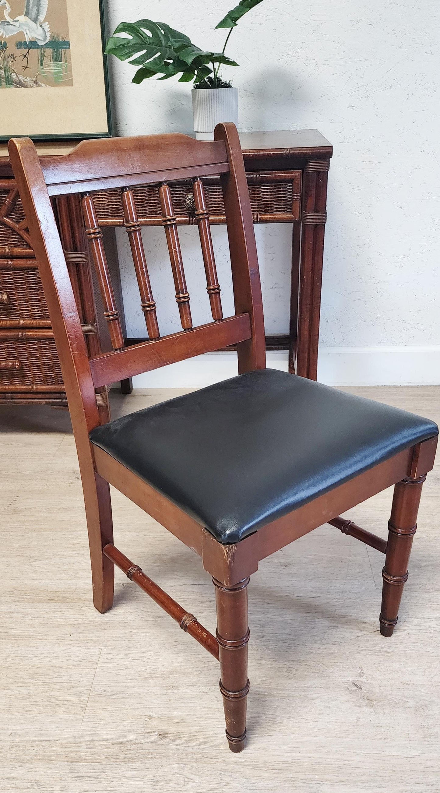 HENRY LINK Wicker Rattan Sunburst DESK & Chair-Palm Beach Starburst Coastal Desk