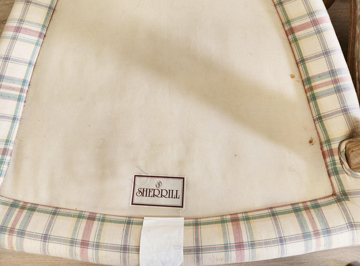 Pair Vintage Sherrill French Country Style Bergere Chairs-Carved Washed Wood Armchairs-For Reupholstering