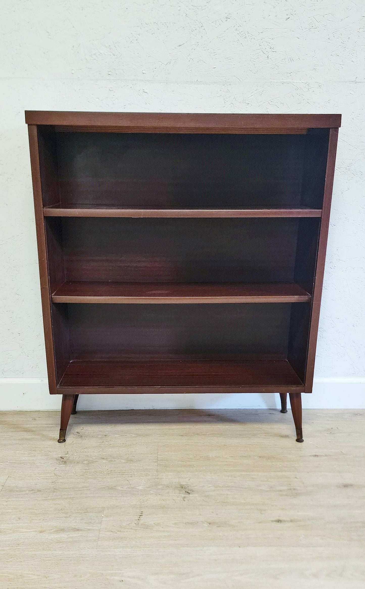 MCM Atomic Floor Shelf | Taper Leg Glass Door Vintage Display Shelf | Retro Bookshelf Cabinet