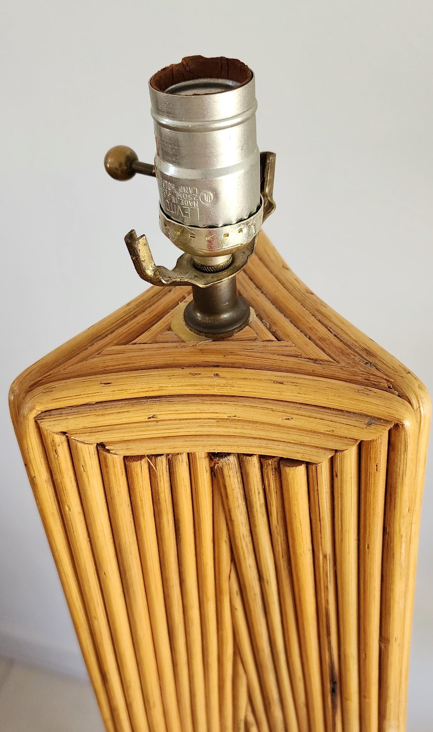 Coastal Tall Palm Beach Vintage Pencil Reed Sculptural Floor Lamp | Rattan MCM Tall Pyramid Lamp