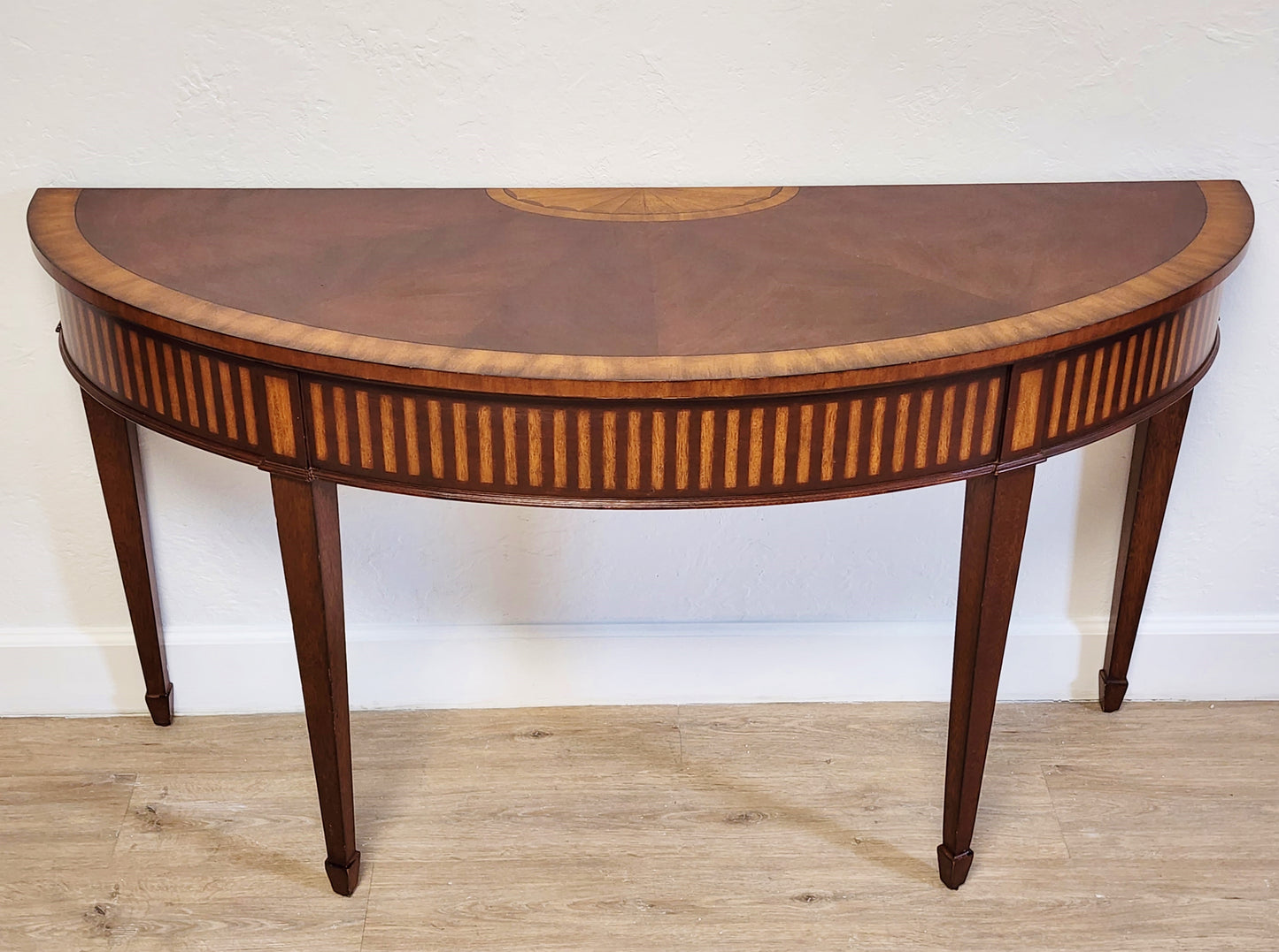 Ethan Allen Demilune Console Table-Federal Style Newman Entry Table-Solid Wood Ethan Allen