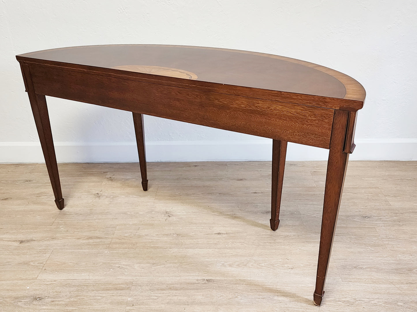 Ethan Allen Demilune Console Table-Federal Style Newman Entry Table-Solid Wood Ethan Allen