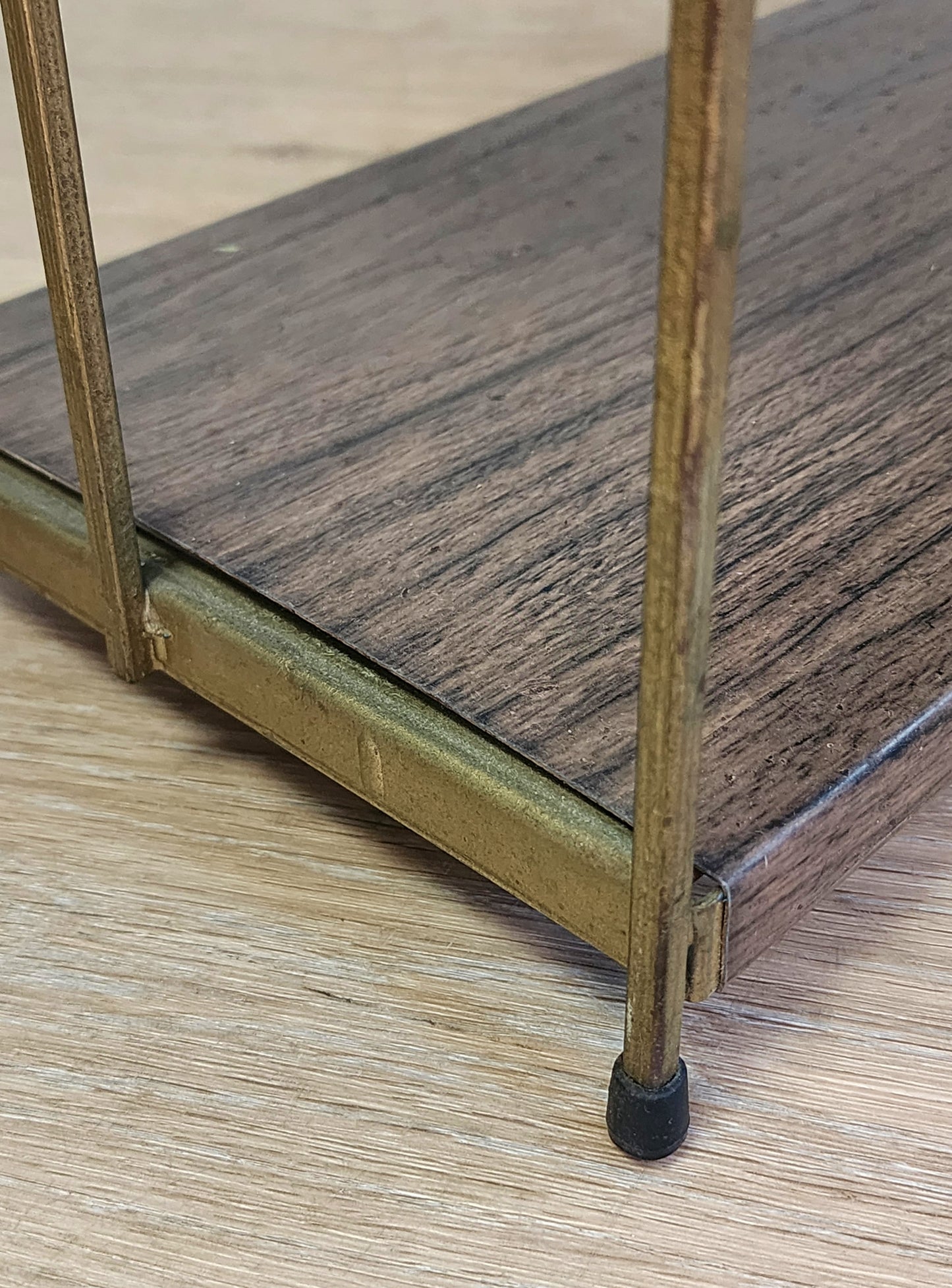 MCM Metal Faux Wood Bookshelf-Minimalist 4 Tier Paul McCobb Style Floor Shelf