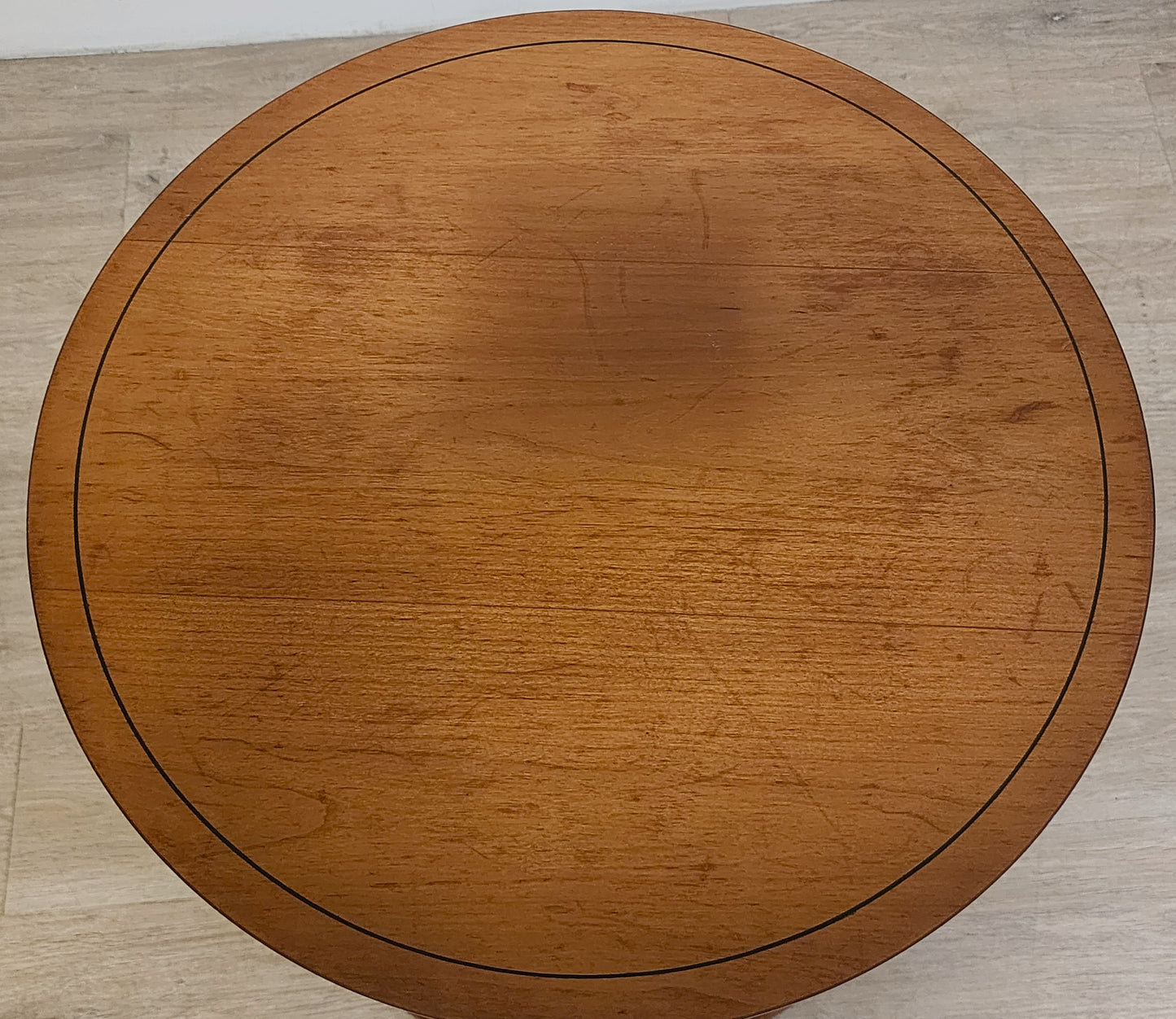 Hekman Vintage Round Drum Table- Open Shelf Single Drawer MCM Hekman Accent Table