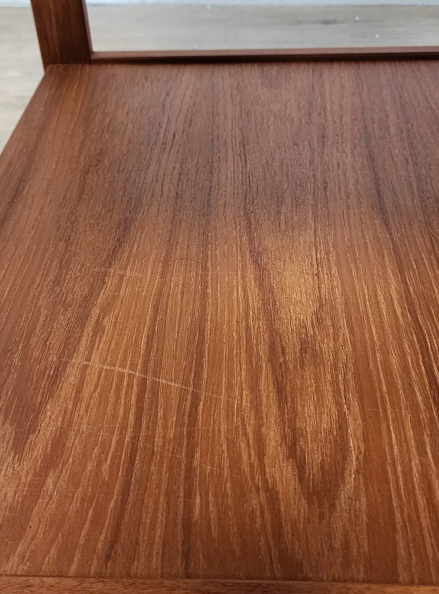 Vintage Danish Teak Rolling Table Magazine Rack w/ HEMP Sling FBJ MOBLER Denmark