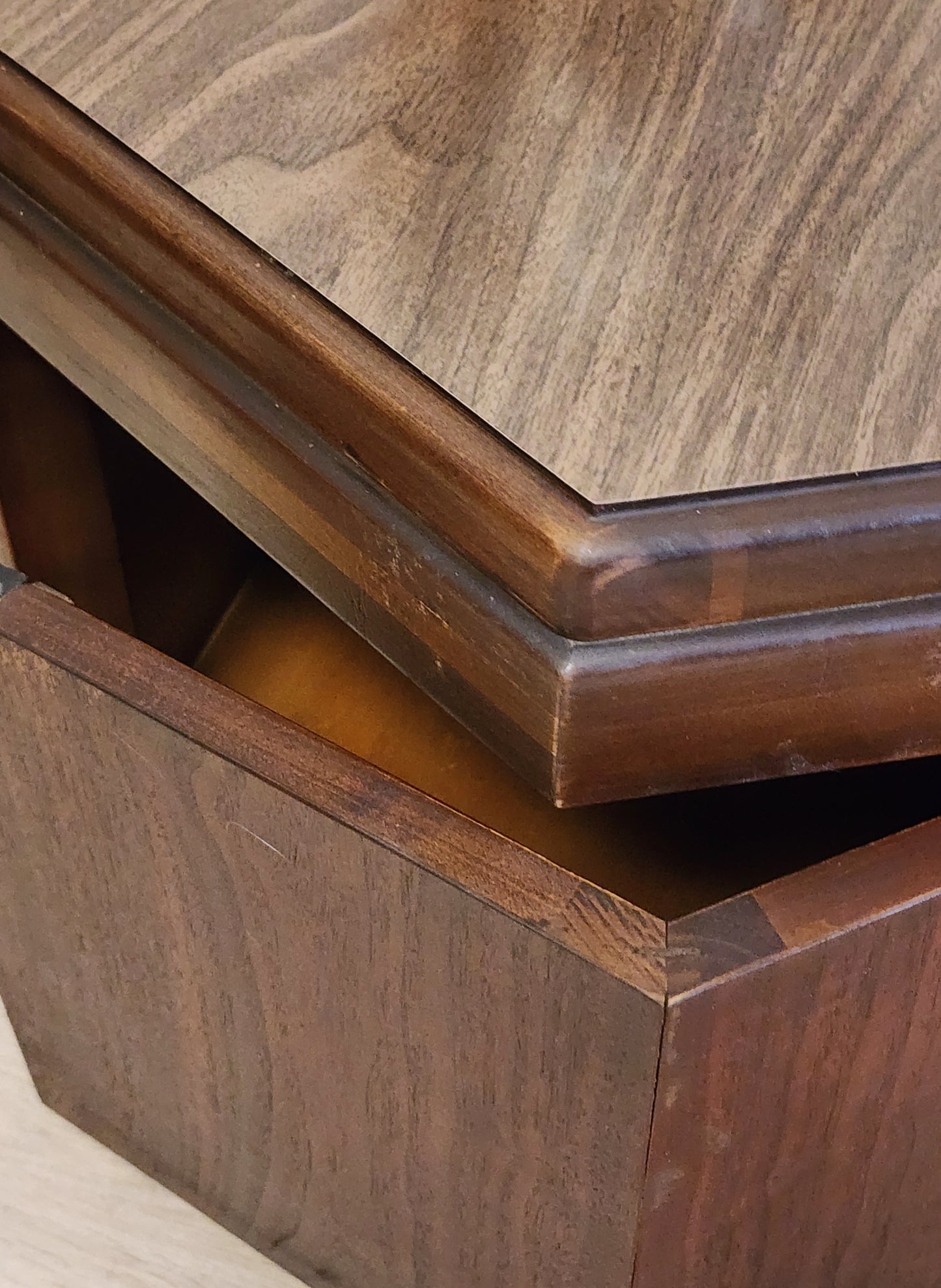 Lane MCM Hexagonal Side Cabinet Table-Walnut Lane Altavista Low End Table