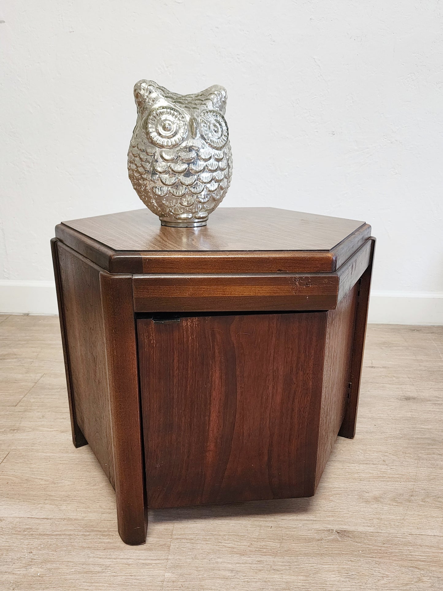 Lane MCM Hexagonal Side Cabinet Table-Walnut Lane Altavista Low End Table