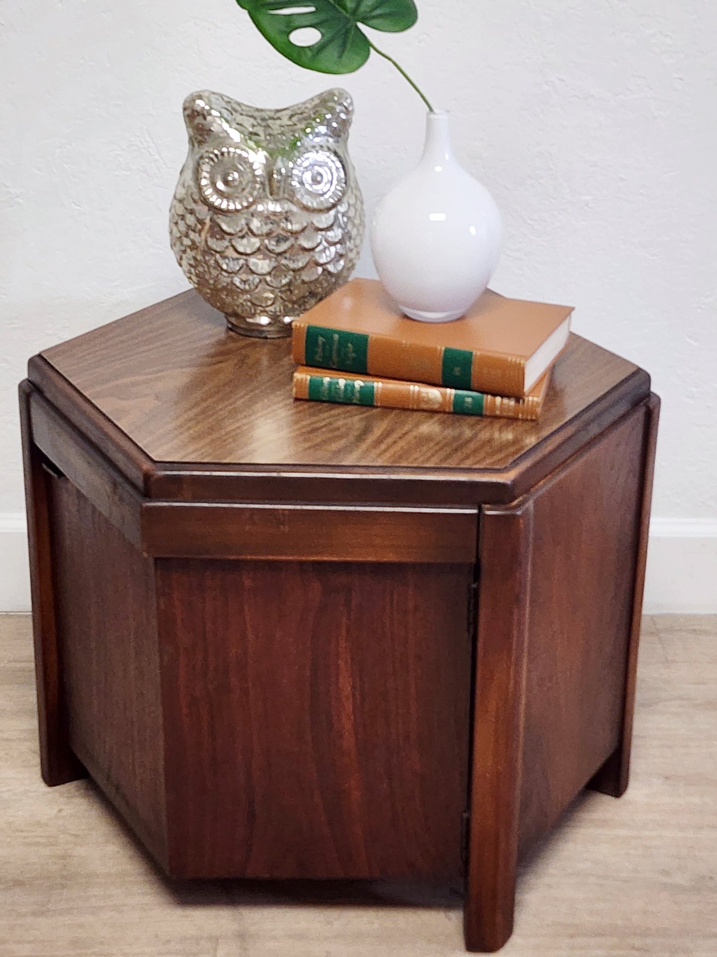 Lane MCM Hexagonal Side Cabinet Table-Walnut Lane Altavista Low End Table
