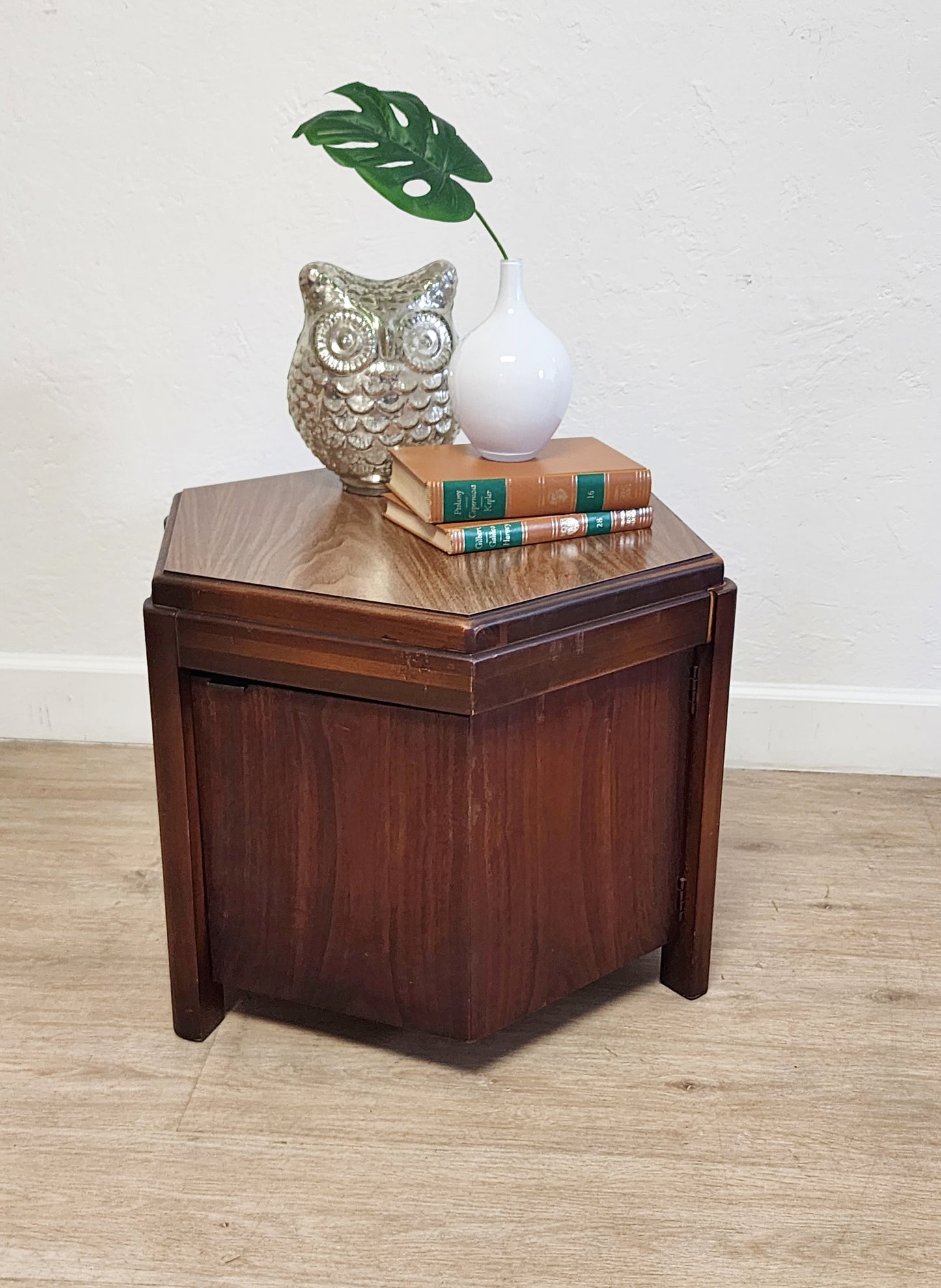 Lane MCM Hexagonal Side Cabinet Table-Walnut Lane Altavista Low End Table