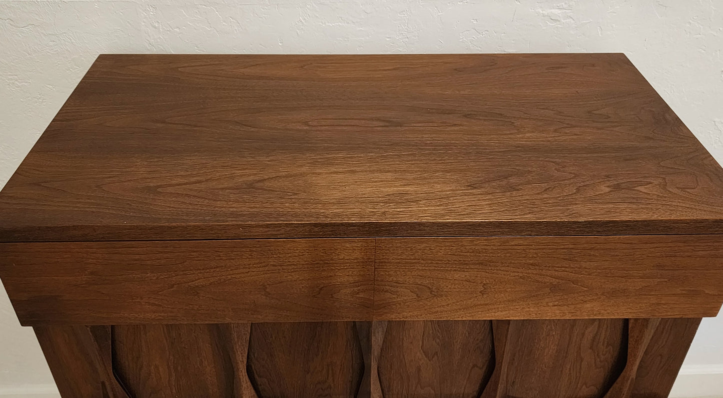 MCM American of Martinsville Sculptural Solid Wood Console-Dresser or Tall Chest