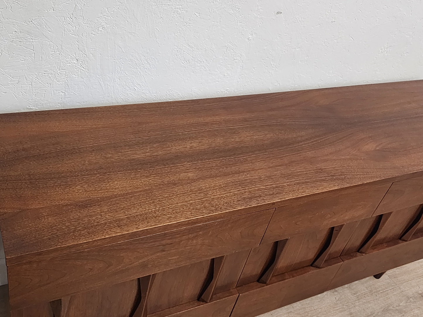 MCM American of Martinsville Sculptural Solid Wood Console-Dresser or Tall Chest