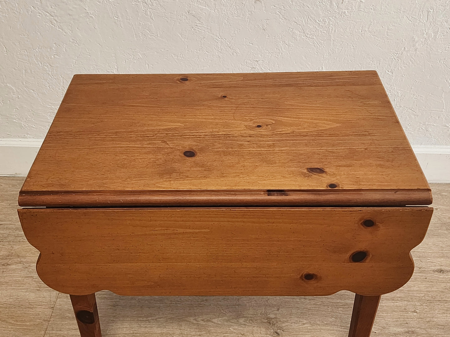 Broyhill Farmhouse Dropleaf End Tables-Rustic Solid Pine Single Drawer Large Side Tables