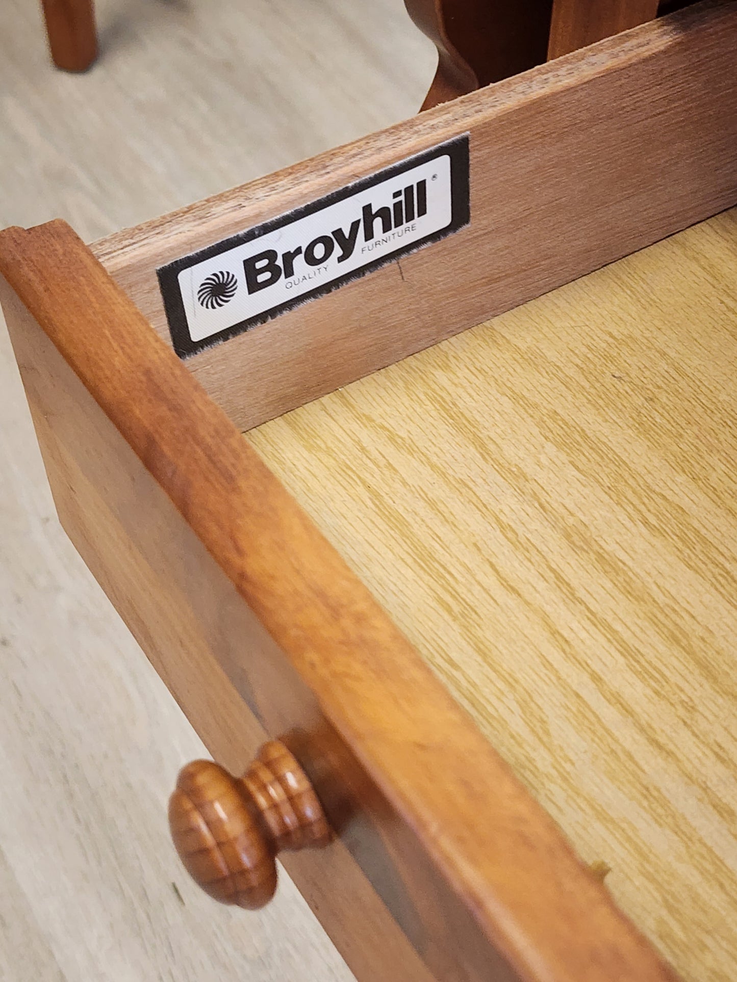 Broyhill Farmhouse Dropleaf End Tables-Rustic Solid Pine Single Drawer Large Side Tables