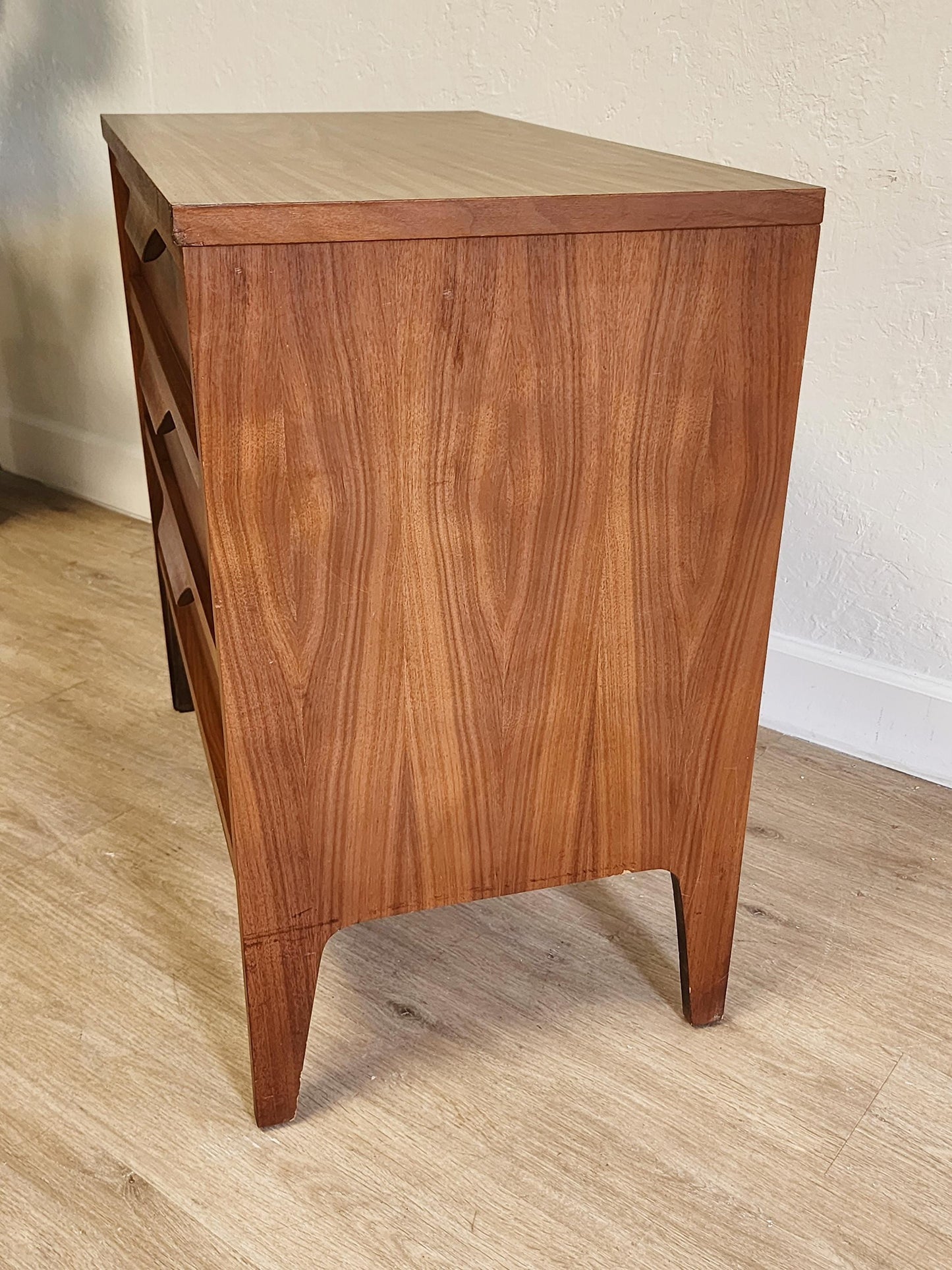 Johnson-Carper Fashion Trend Dresser & Low Chest Set-MCM 1960s Sculpted Solid Wood Bedroom 2 Pieces