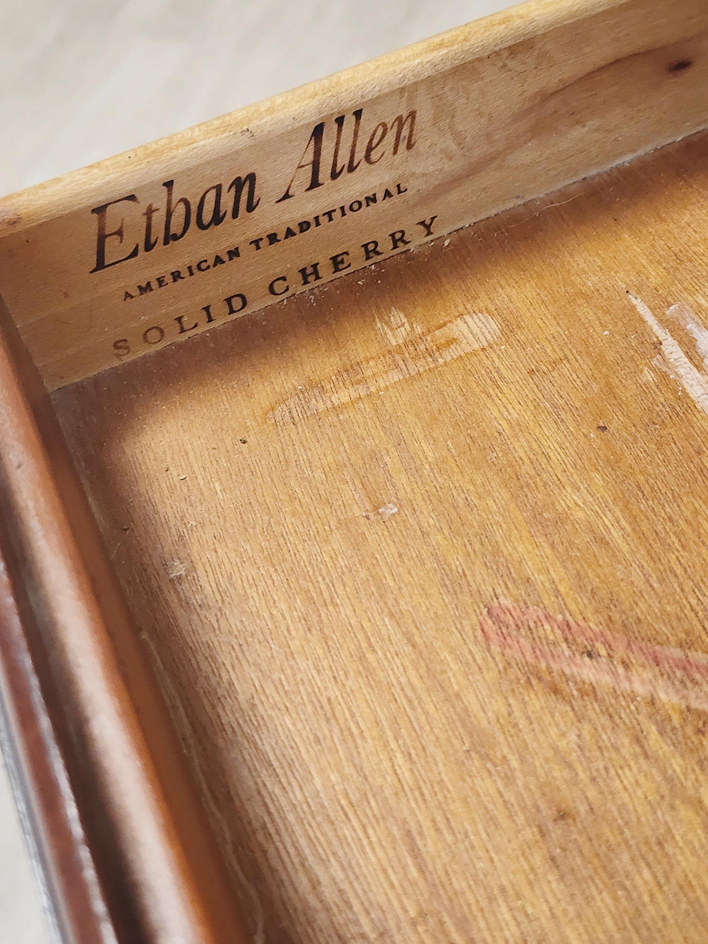 Ethan Allen American Traditional Nightstand Solid Cherry 11-5016 Open Cabinet 2 Drawer Classic End Table