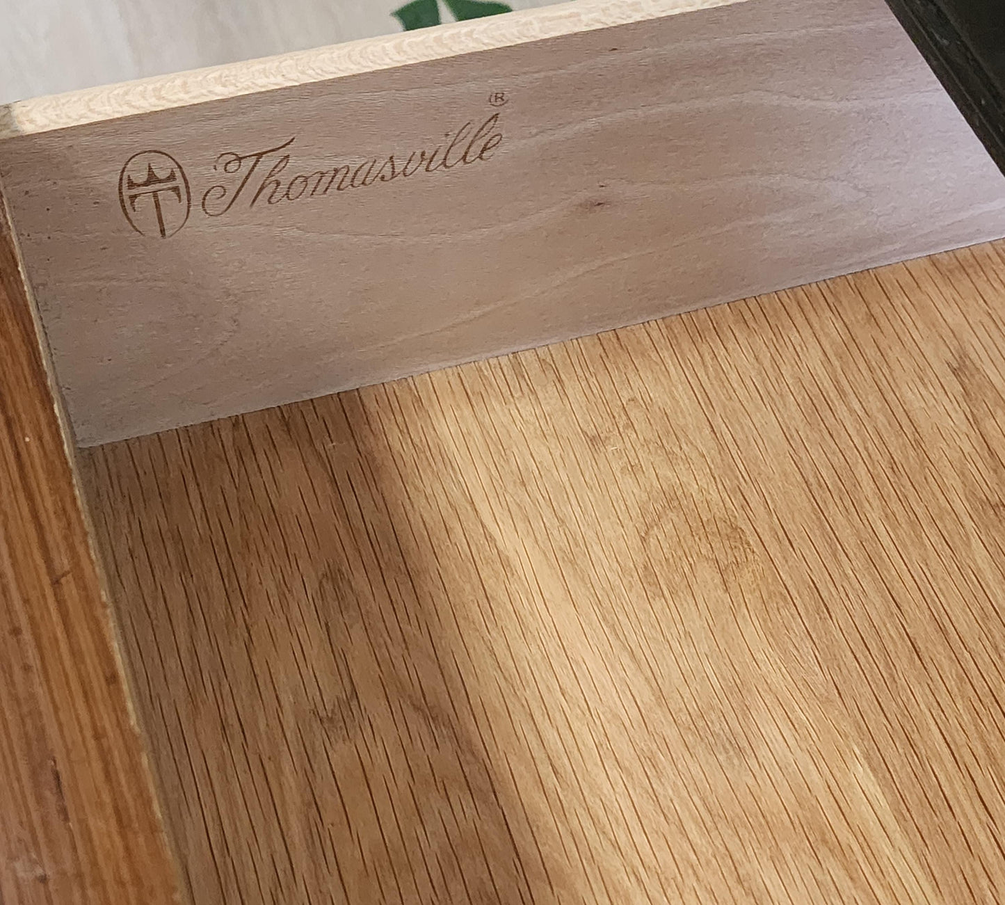 Thomasville Embassy Buffet-Campaign Chinoiserie Solid Wood Server- Vintage Asian Modern Console Cabinet-Ebony Brass Credenza