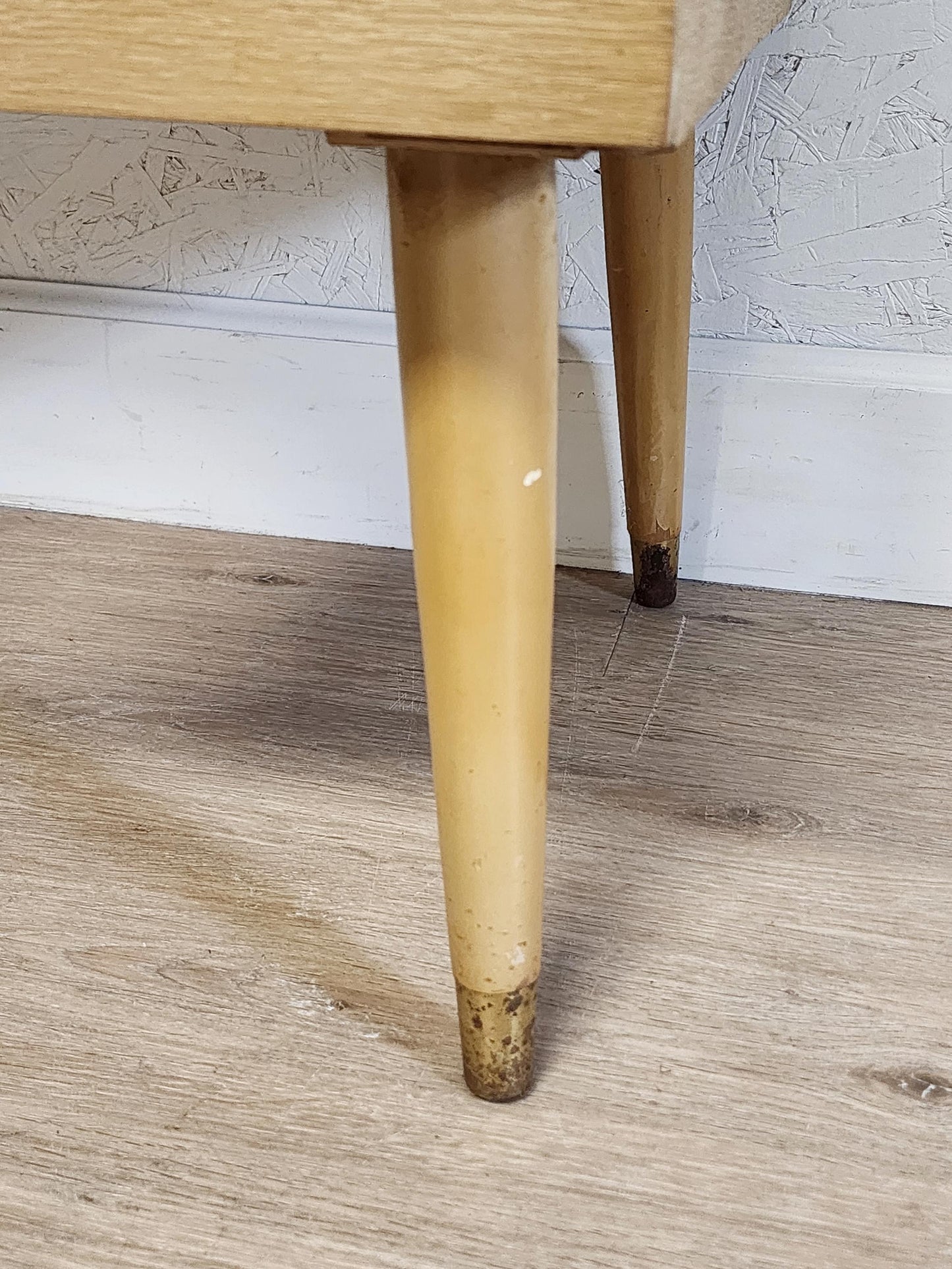 Blonde MCM Sewing Machine Cabinet Only-Yellow Vintage Flip Top Vanity Sewing Craft Bar Table