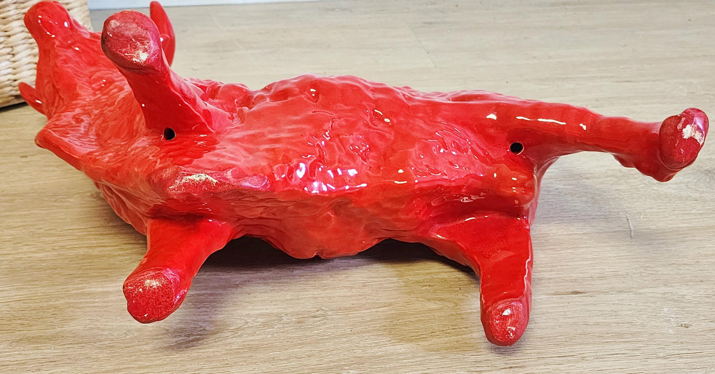 MCM Red Ceramic Bull-Choice of Two-Vintage LARGE Royal Haeger Style Charging Bull, Standing Bull Art, Red Sculpture EXCELLENT