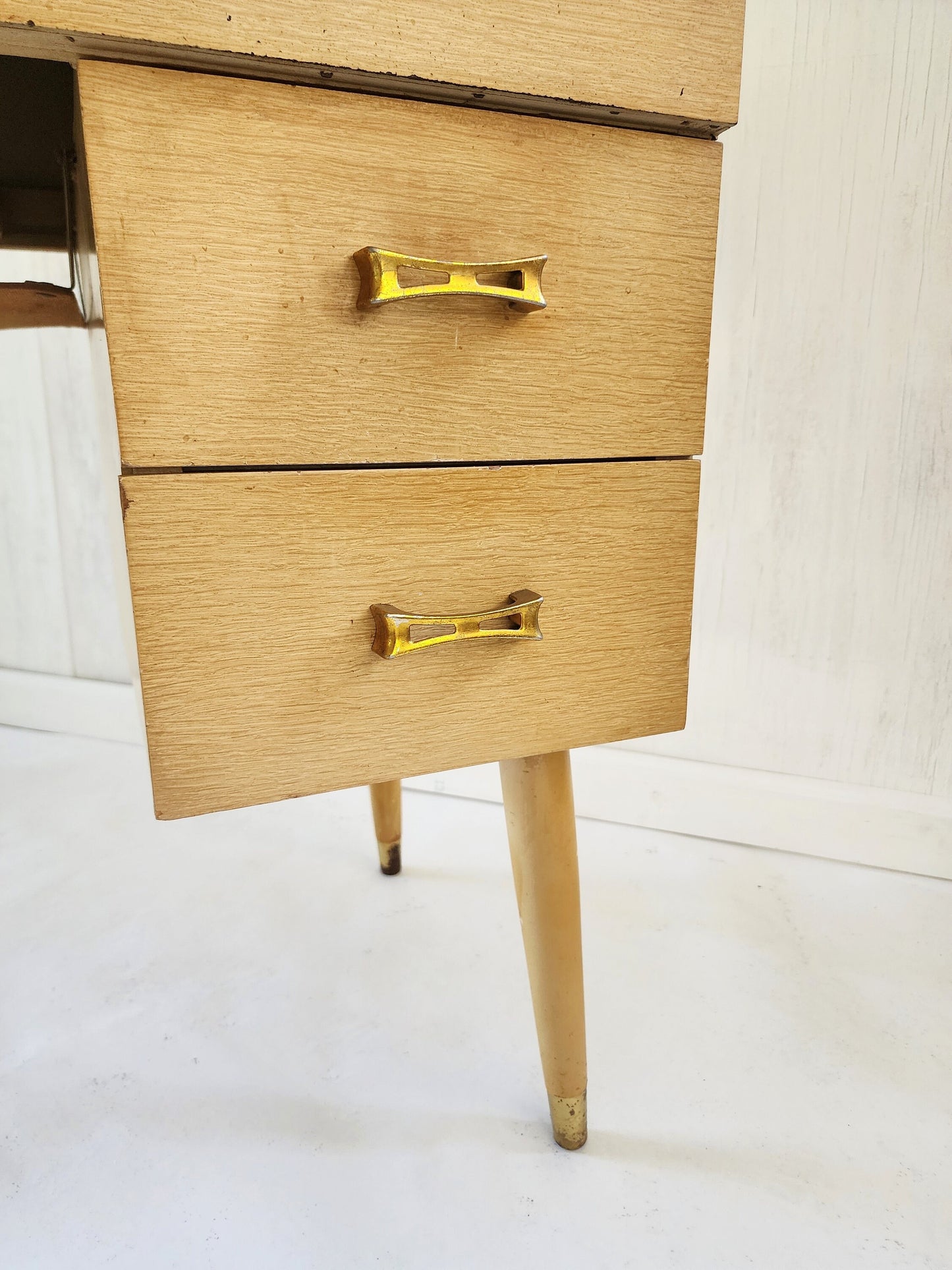 Blonde MCM Sewing Machine Cabinet Only-Yellow Vintage Flip Top Vanity Sewing Craft Bar Table