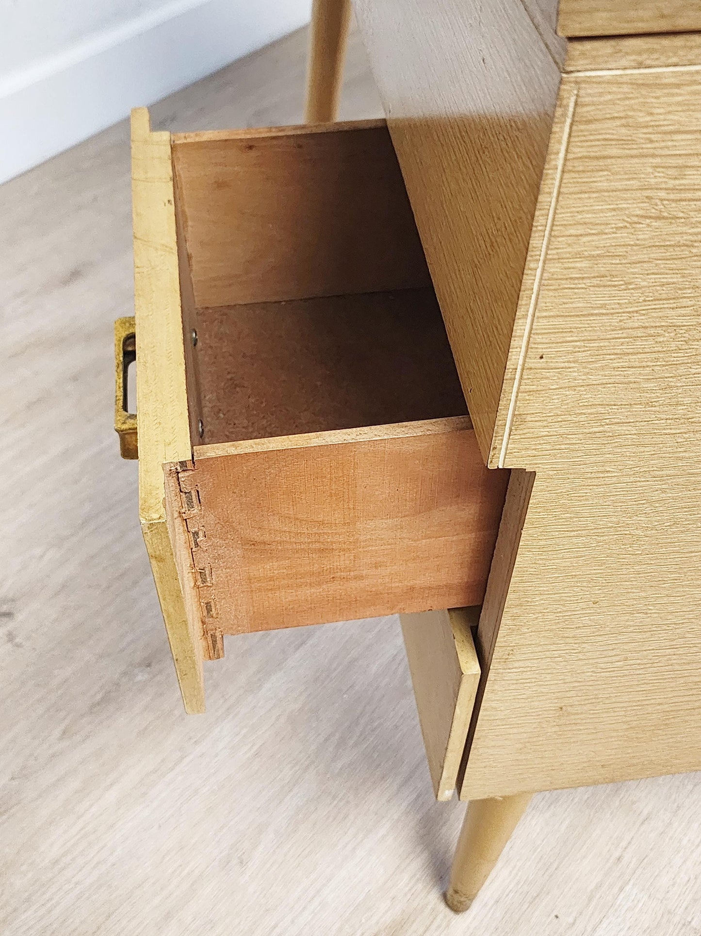 Blonde MCM Sewing Machine Cabinet Only-Yellow Vintage Flip Top Vanity Sewing Craft Bar Table