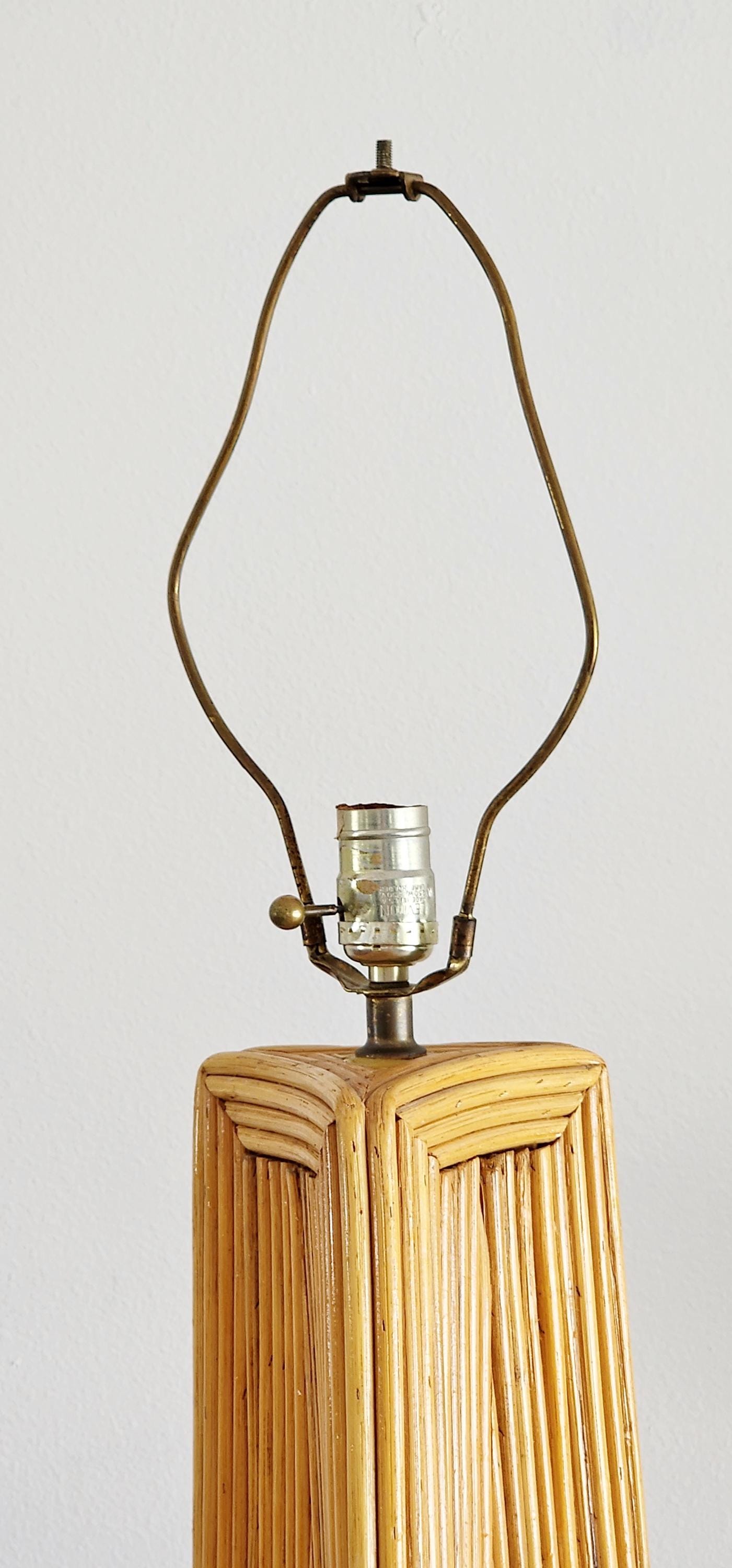 Coastal Tall Palm Beach Vintage Pencil Reed Sculptural Floor Lamp | Rattan MCM Tall Pyramid Lamp
