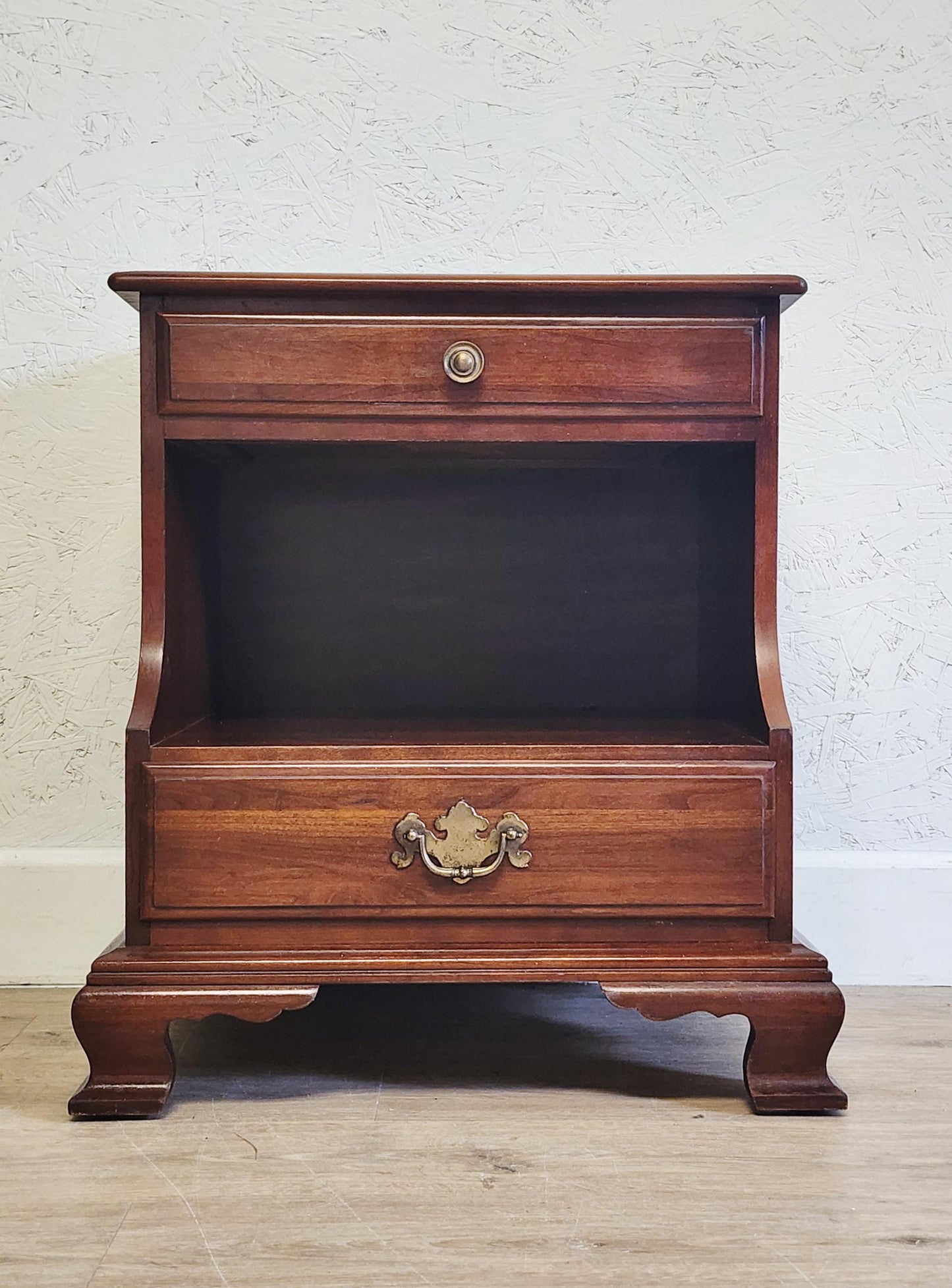 Ethan Allen American Traditional Nightstand Solid Cherry 11-5016 Open Cabinet 2 Drawer Classic End Table