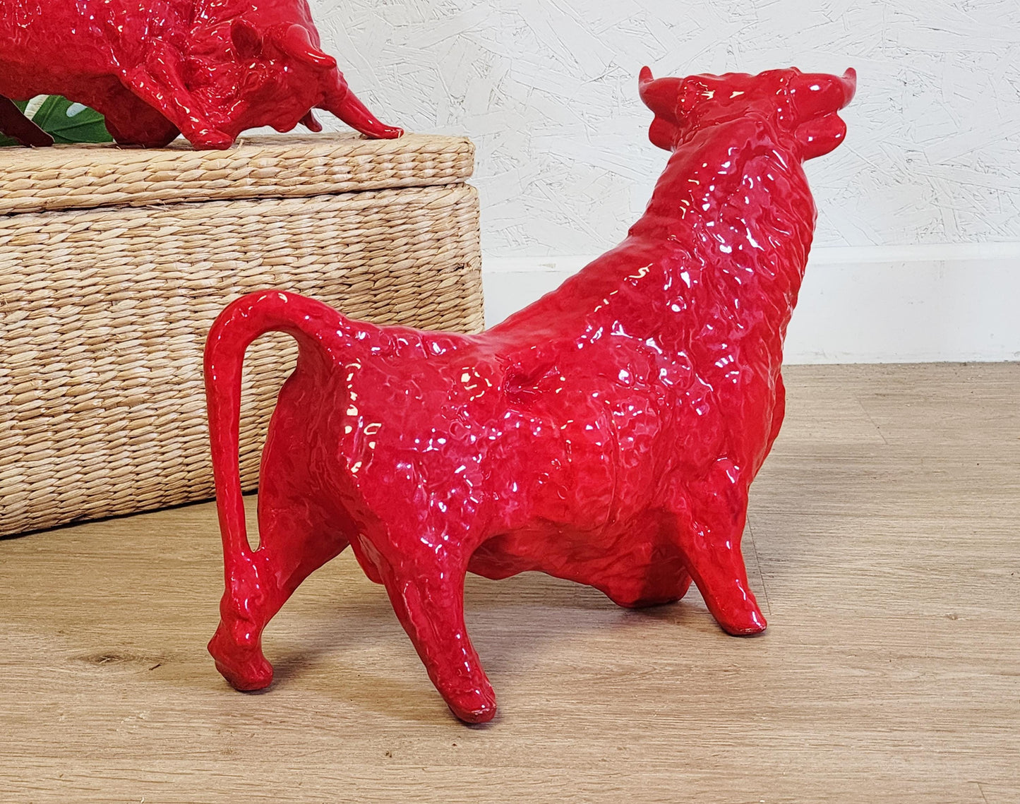 MCM Red Ceramic Bull-Choice of Two-Vintage LARGE Royal Haeger Style Charging Bull, Standing Bull Art, Red Sculpture EXCELLENT