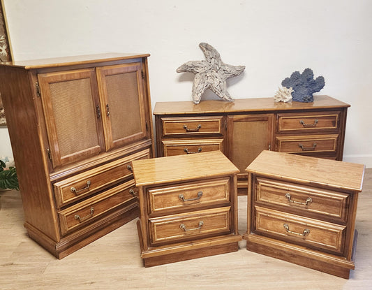 Vintage Florida Furniture Coastal Faux Bamboo Set-Dresser- Chest-Nightstands-Choose Pieces-Custom Color Available-Cane Bamboo Beach Bedroom