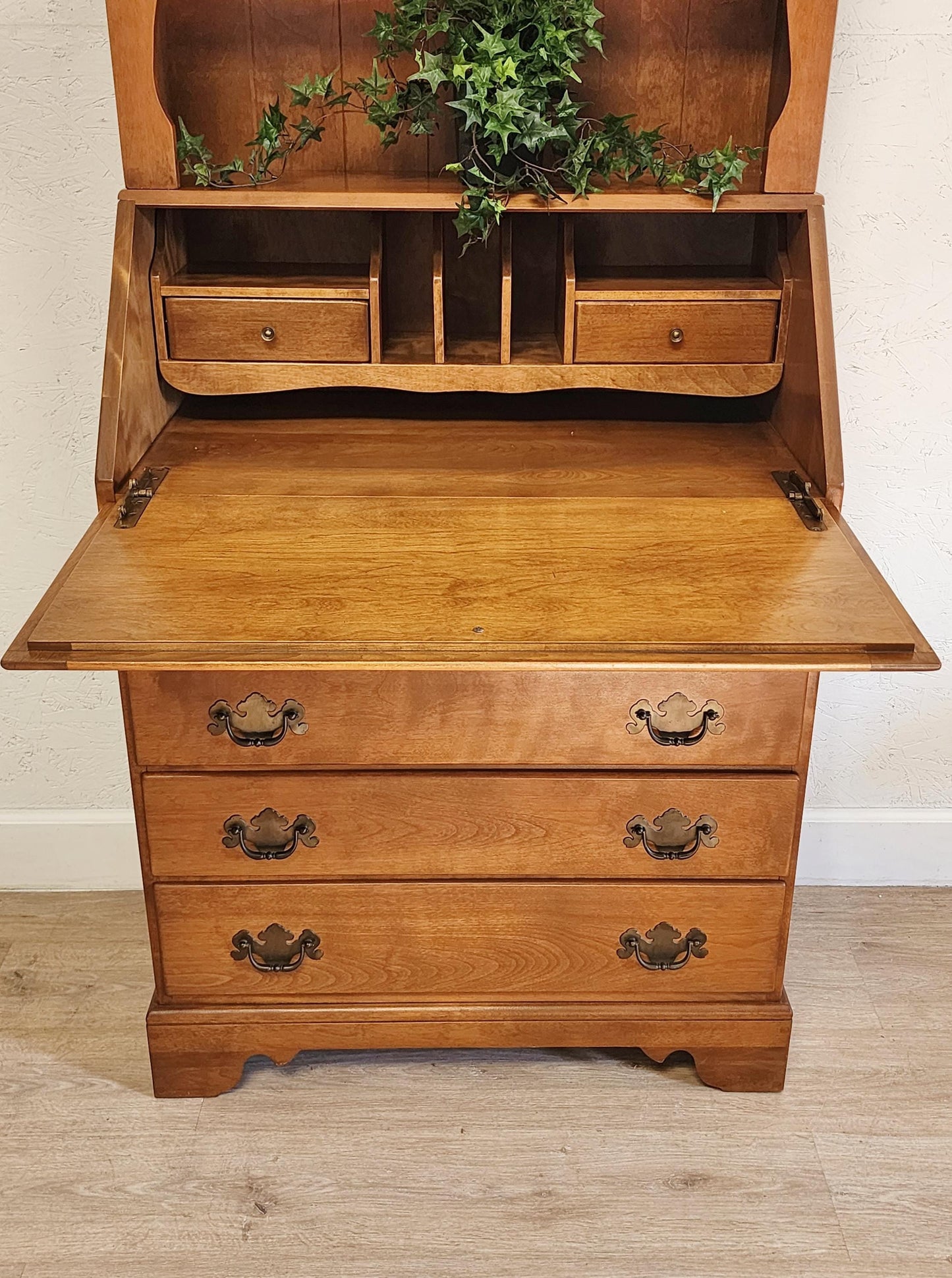 Ethan Allen American Traditional Secretary Desk w/ Hutch-Solid Wood Ethan Allen Slant Desk