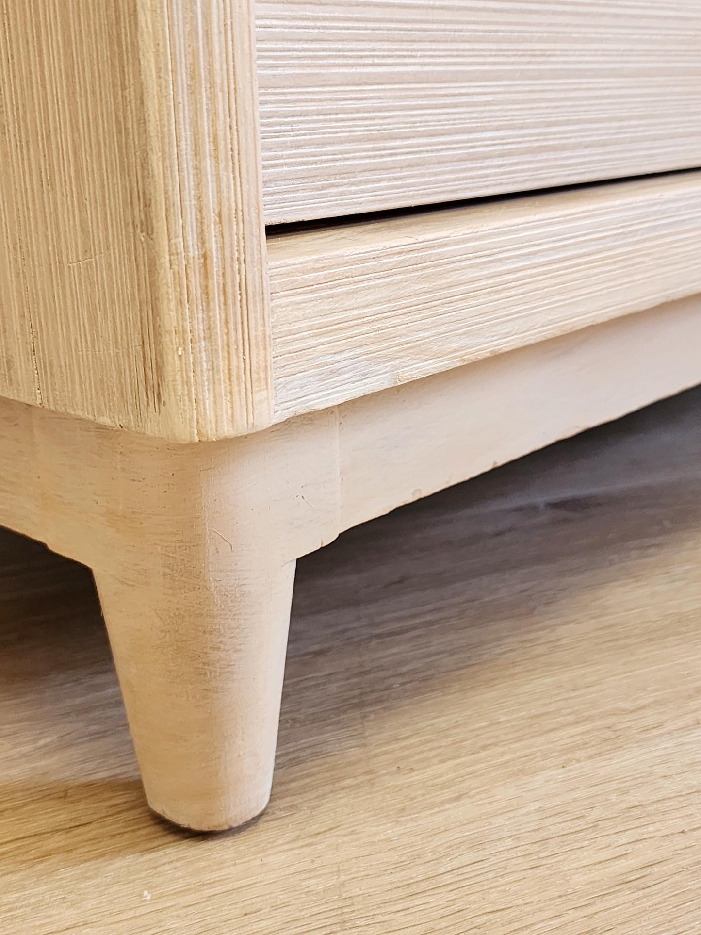 Mid Century Modern Kroehler High Boy-Blonde Ceruse Retro Tall Chest-Refreshed Beach Coastal Modern Bedroom Storage Entry Console