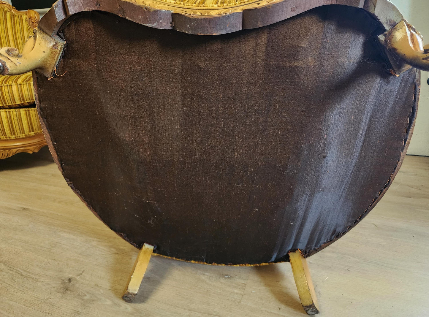 Pair Vintage Regency Carved His & Hers Fireside Chairs, French Style Ornate Gold Pair Club Chairs