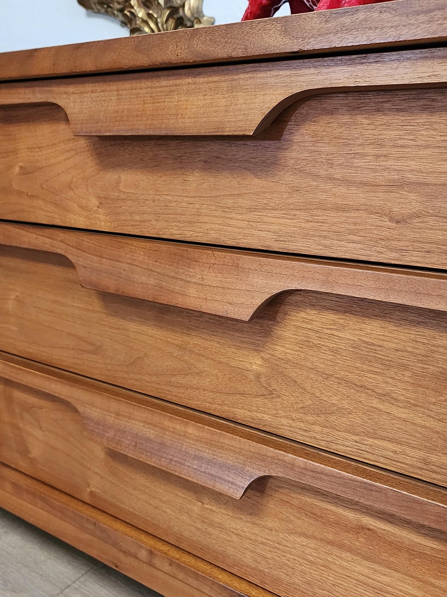 Johnson-Carper Fashion Trend Dresser & Low Chest Set-MCM 1960s Sculpted Solid Wood Bedroom 2 Pieces