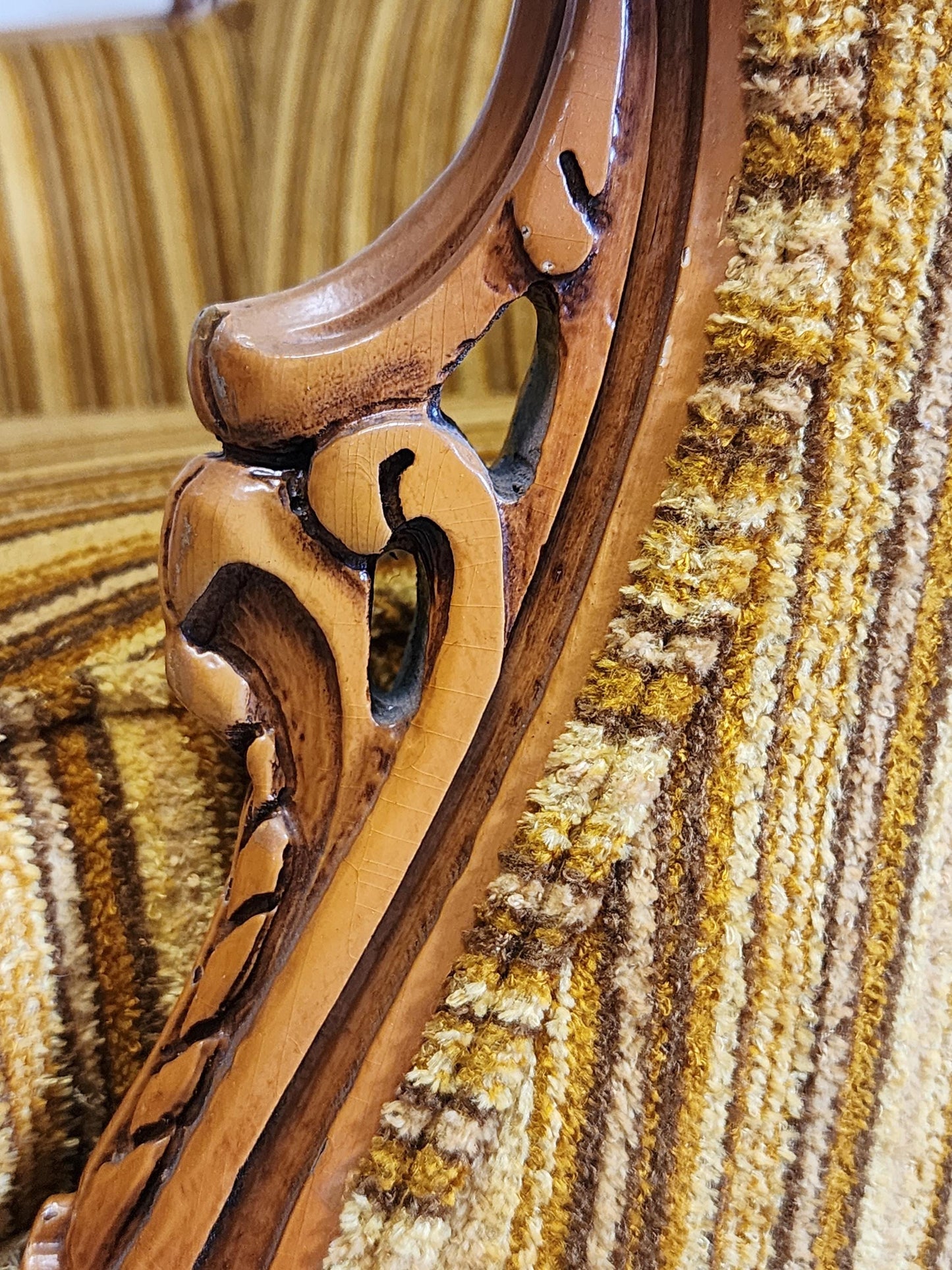 Pair Vintage Regency Carved His & Hers Fireside Chairs, French Style Ornate Gold Pair Club Chairs