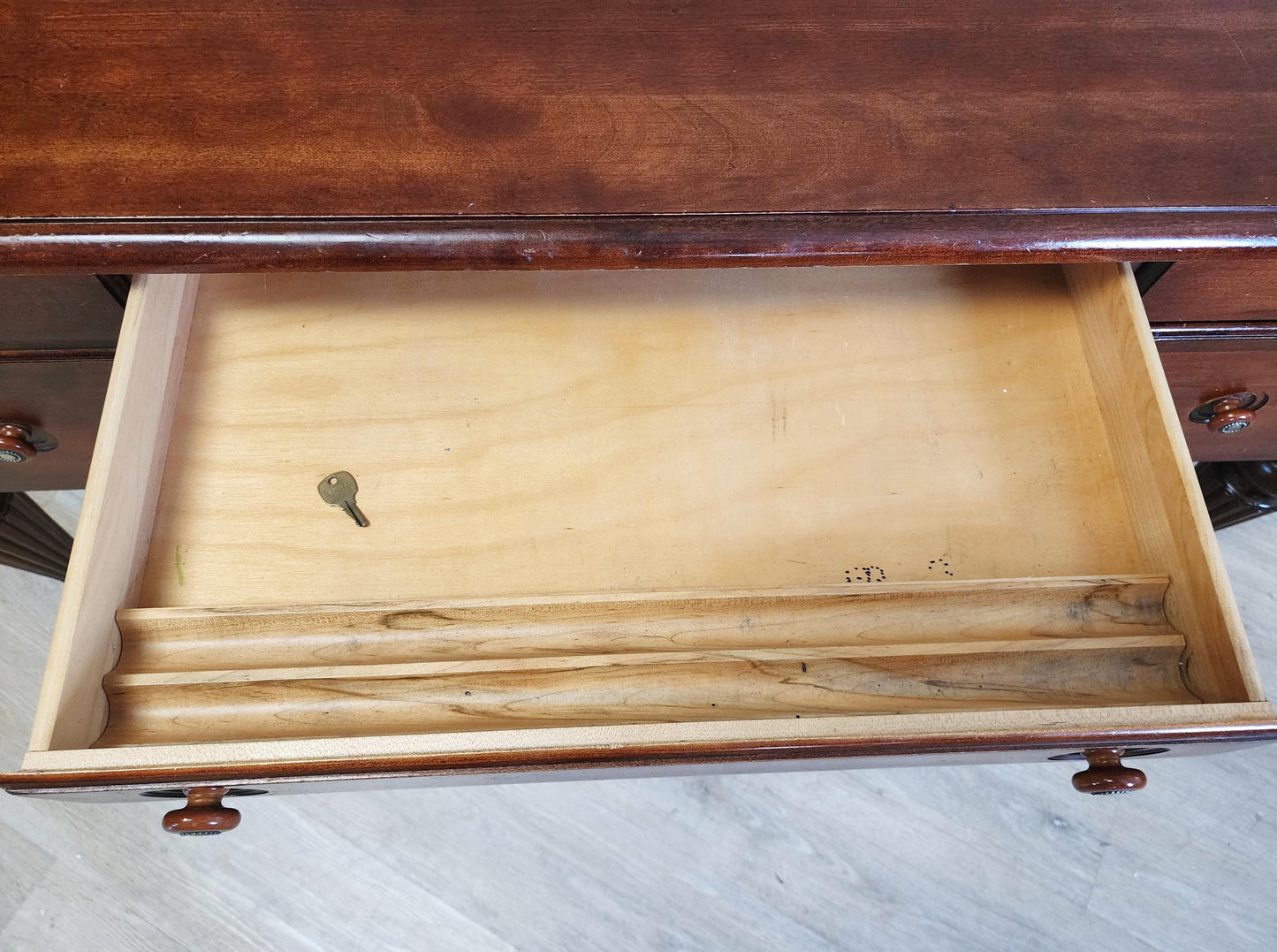 Ethan Allen British Classics Drop Leaf Desk-Large Solid Wood Executive Floating Traditional Marshall Desk