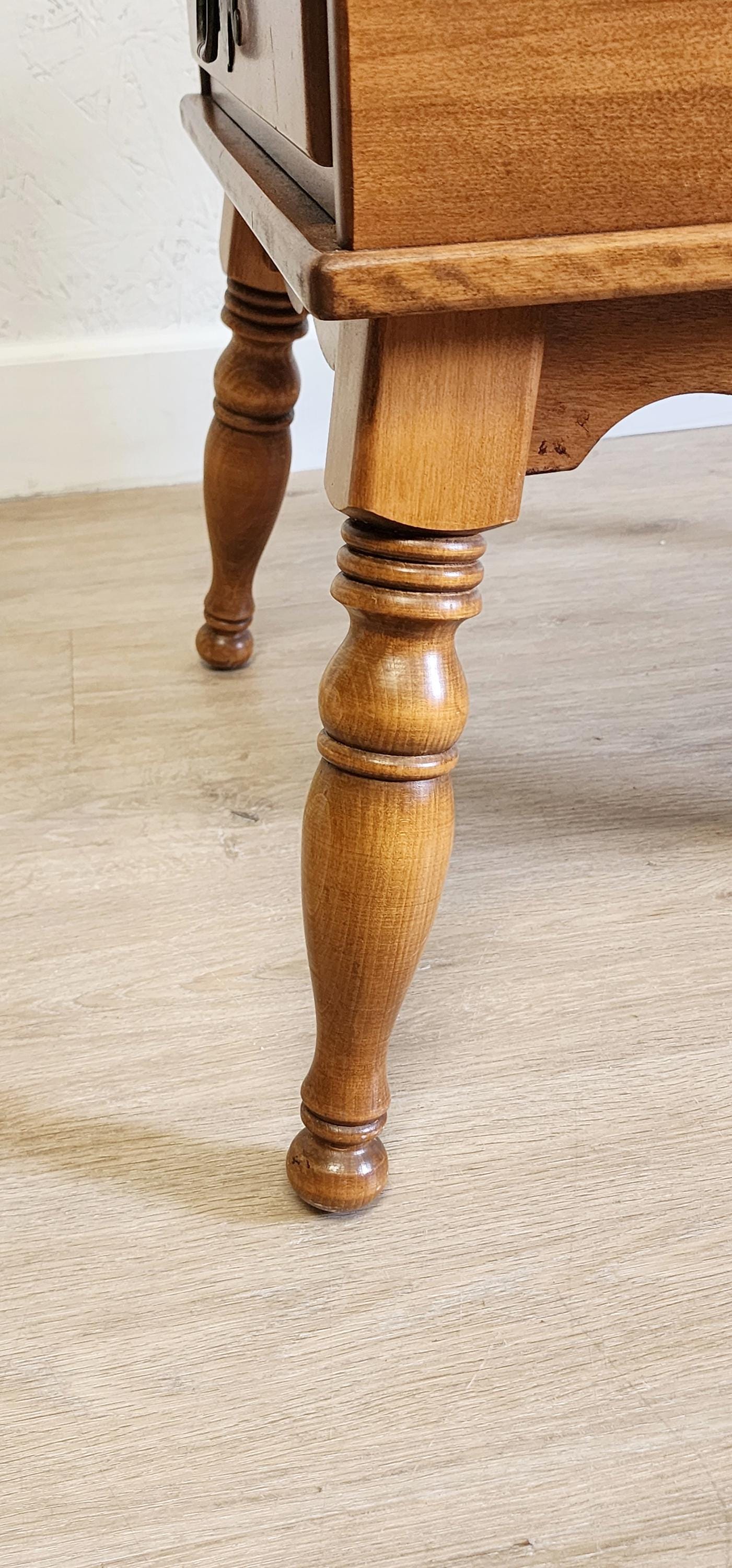 ETHAN ALLEN Early American End Table | 2 Drawer 10-8587 Solid Maple & Birch Colonial Style Table