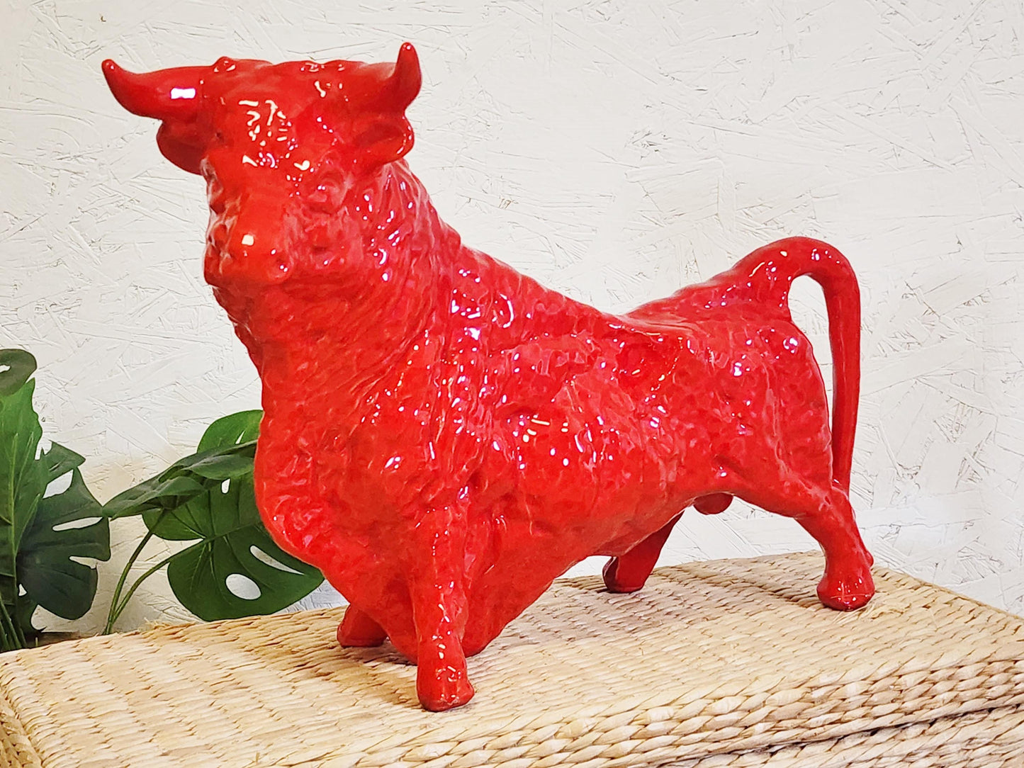 MCM Red Ceramic Bull-Choice of Two-Vintage LARGE Royal Haeger Style Charging Bull, Standing Bull Art, Red Sculpture EXCELLENT