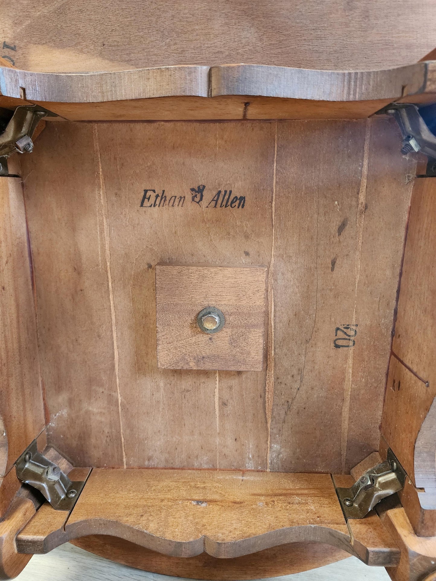 Ethan Allen Rotating End Table-Two Tier Heirloom Maple Vintage Round Side Table