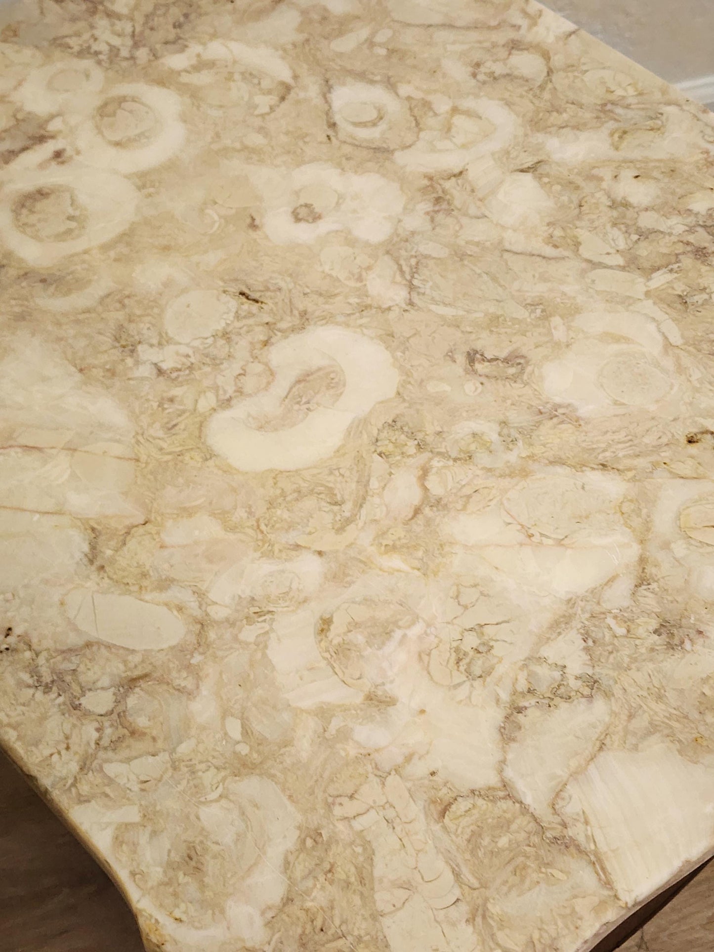 Pair French Provincial Marble Top Carved End Tables or Nightstands, French Style Vintage Portuguese Stone Top Pair Tables