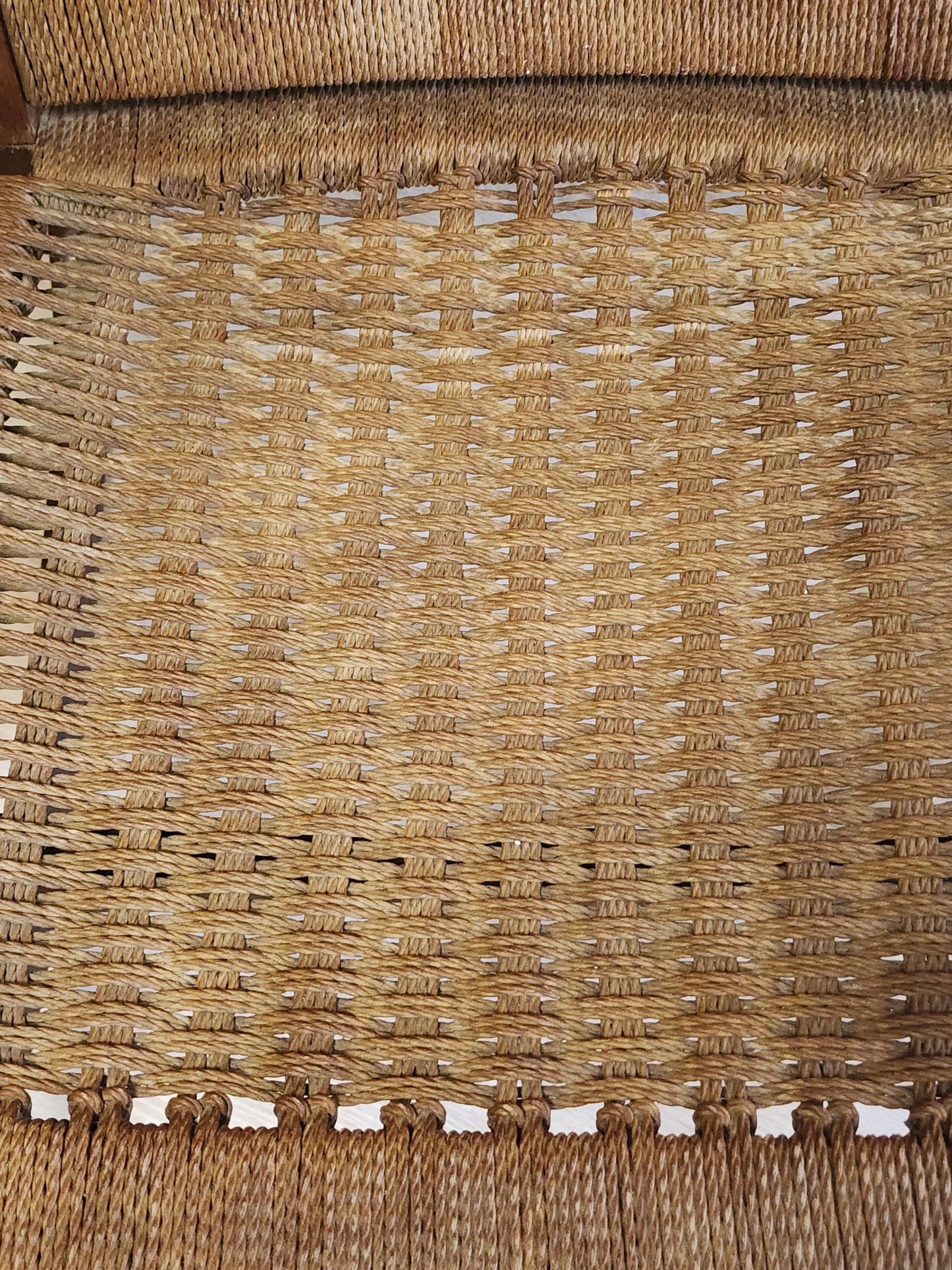 Wegner Style Rope Rocking Chair, Woven Rocker, Yugoslavian Twisted Cord Rocking Chair