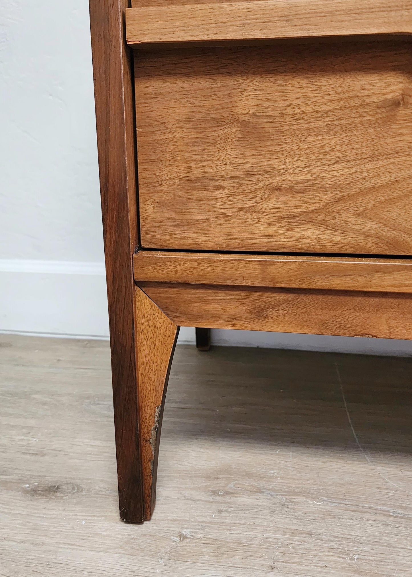 Johnson-Carper Fashion Trend Dresser & Low Chest Set-MCM 1960s Sculpted Solid Wood Bedroom 2 Pieces