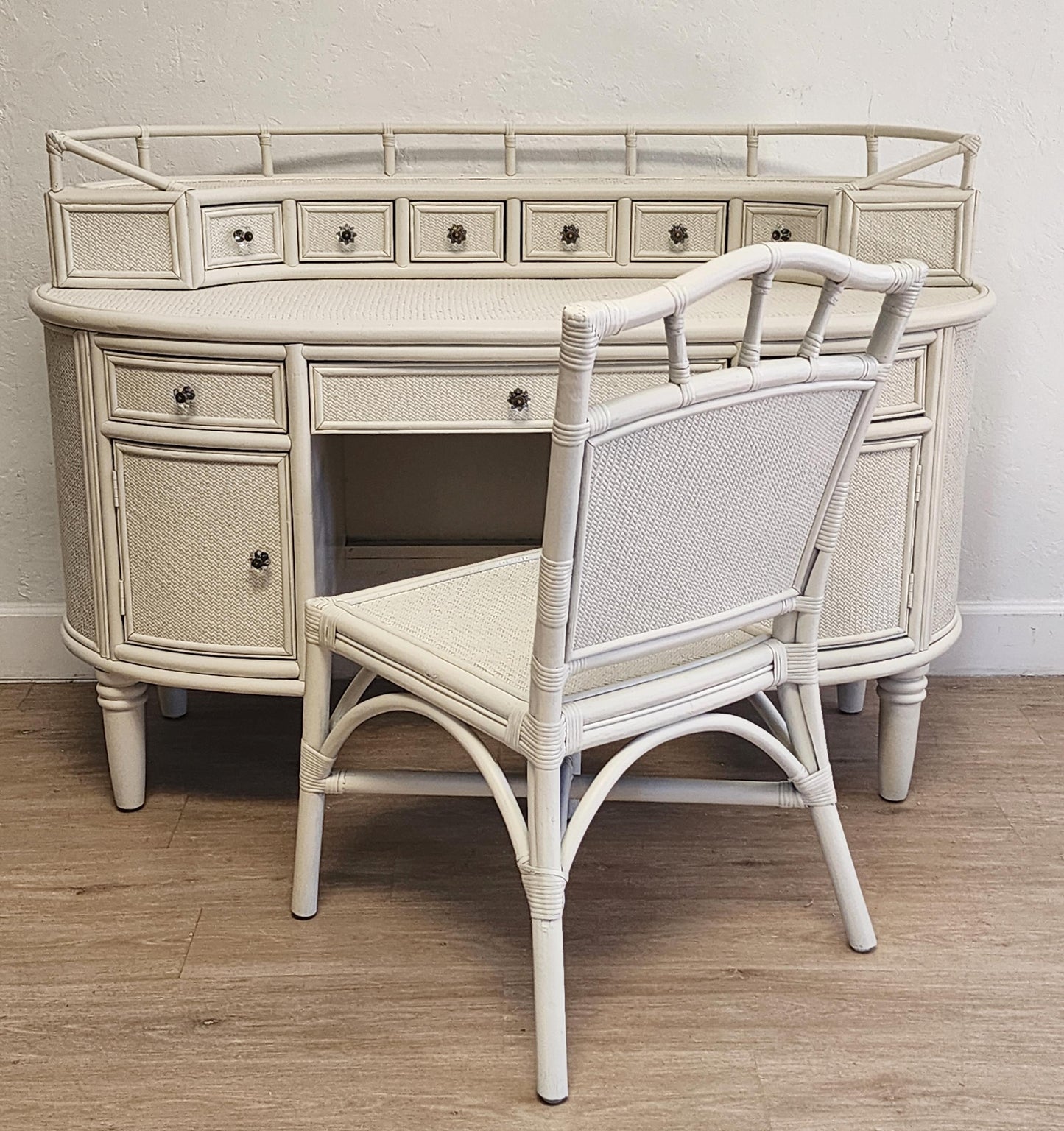 coastal oval rattan desk