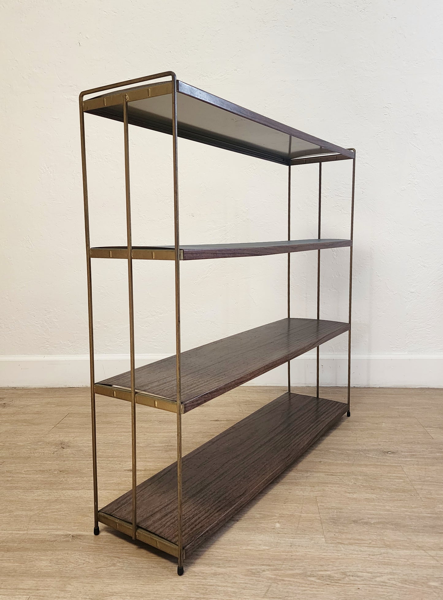 paul mccobb style metal floor shelf