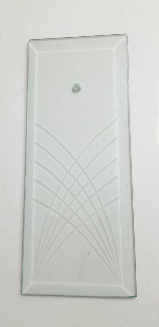Crossed Etched Lines Beveled Glass Chandelier Panels, Curved Arcs Panel Replacements For Entry Lights